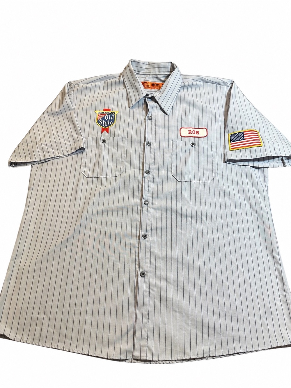Vintage Old Style Beer Delivery Driver Red Kap Work Shirt Menโs XL USA